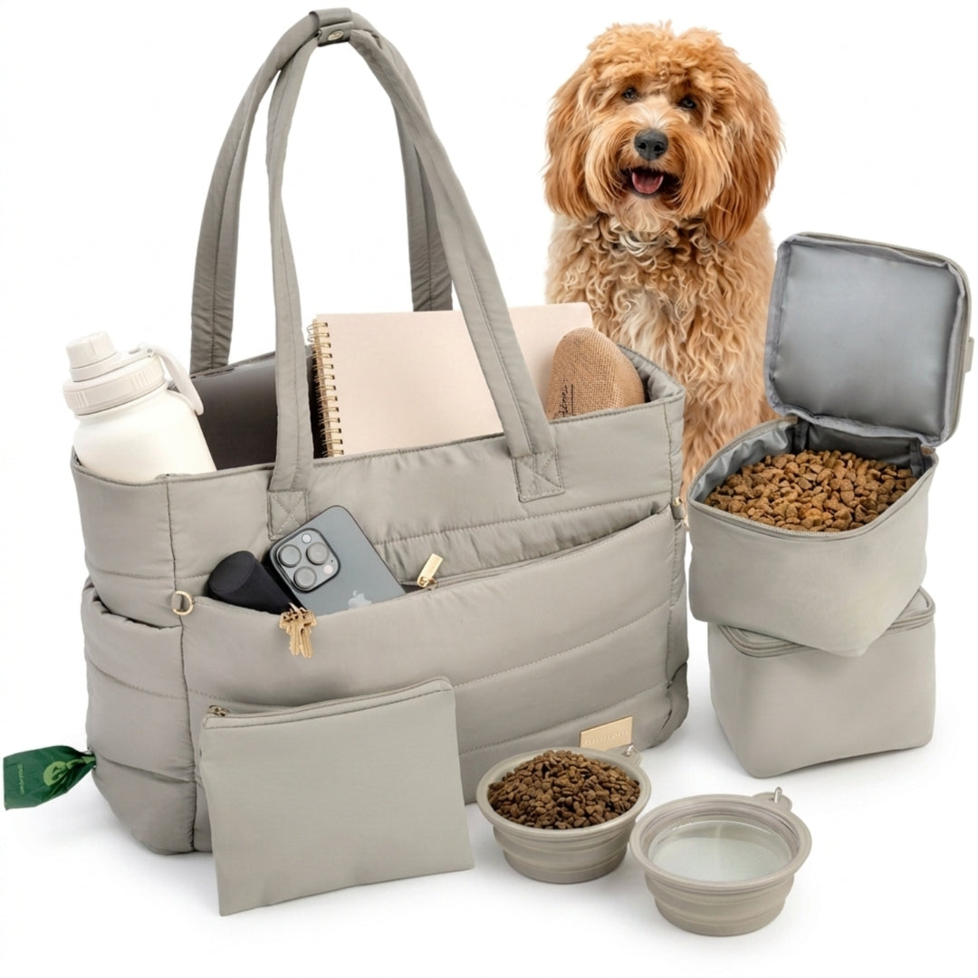 Adventure Ready Dog Tote by Rubyloo | Quilted Pet Travel Organizer
