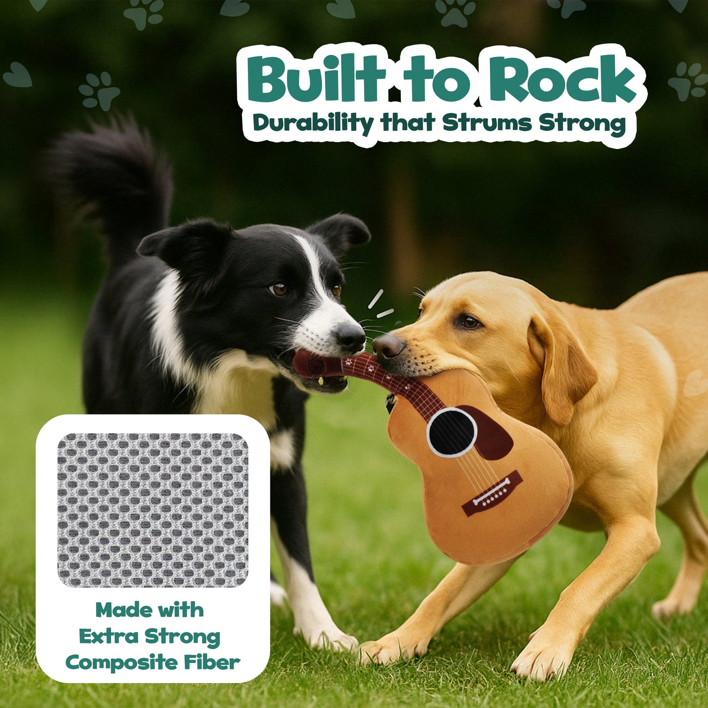 PUPROAR™ Guitar Squeaky Plush Dog Toy