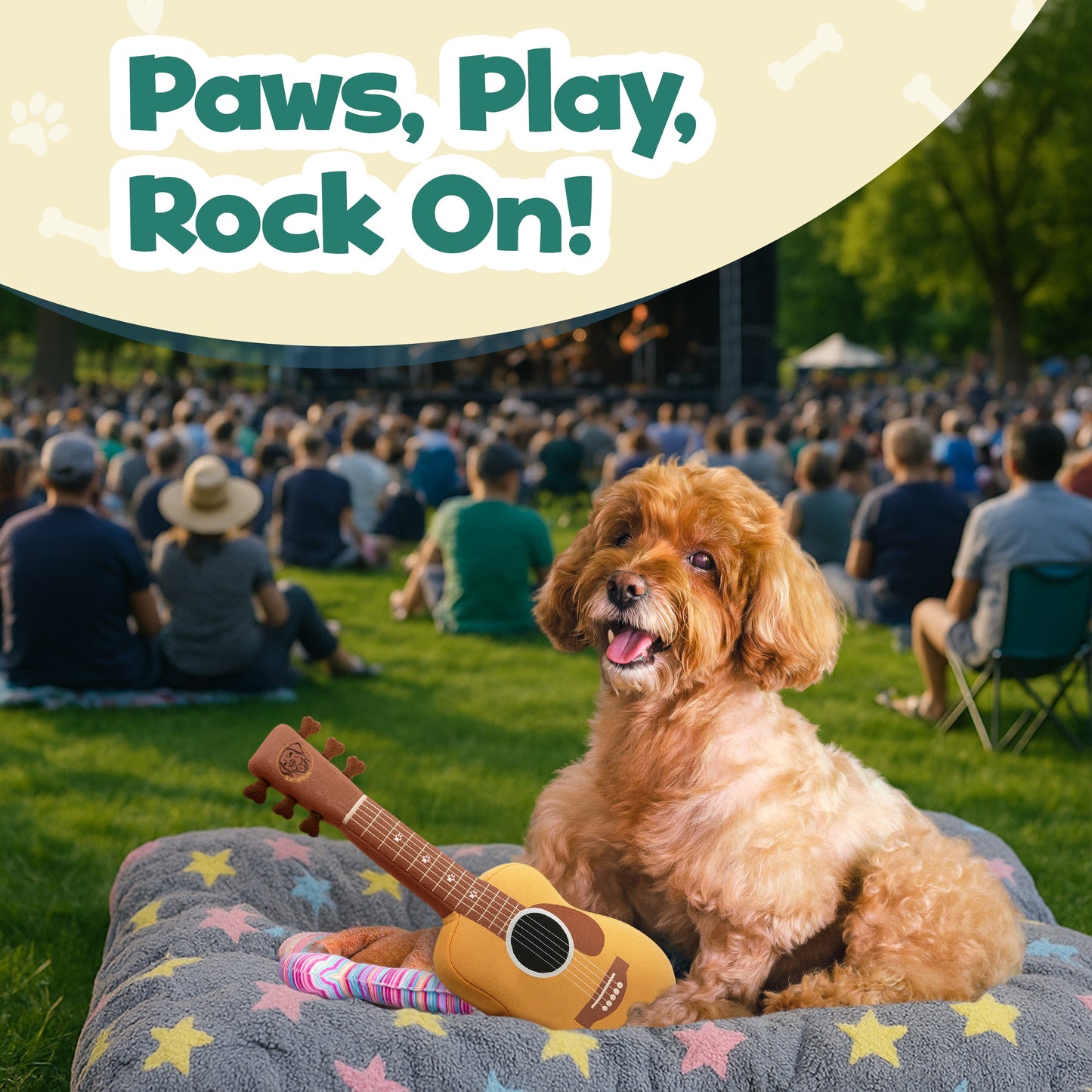 PUPROAR™ Guitar Squeaky Plush Dog Toy