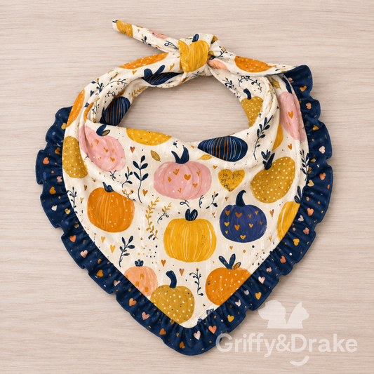 Pretty Pumpkins Ruffle Dog Bandana