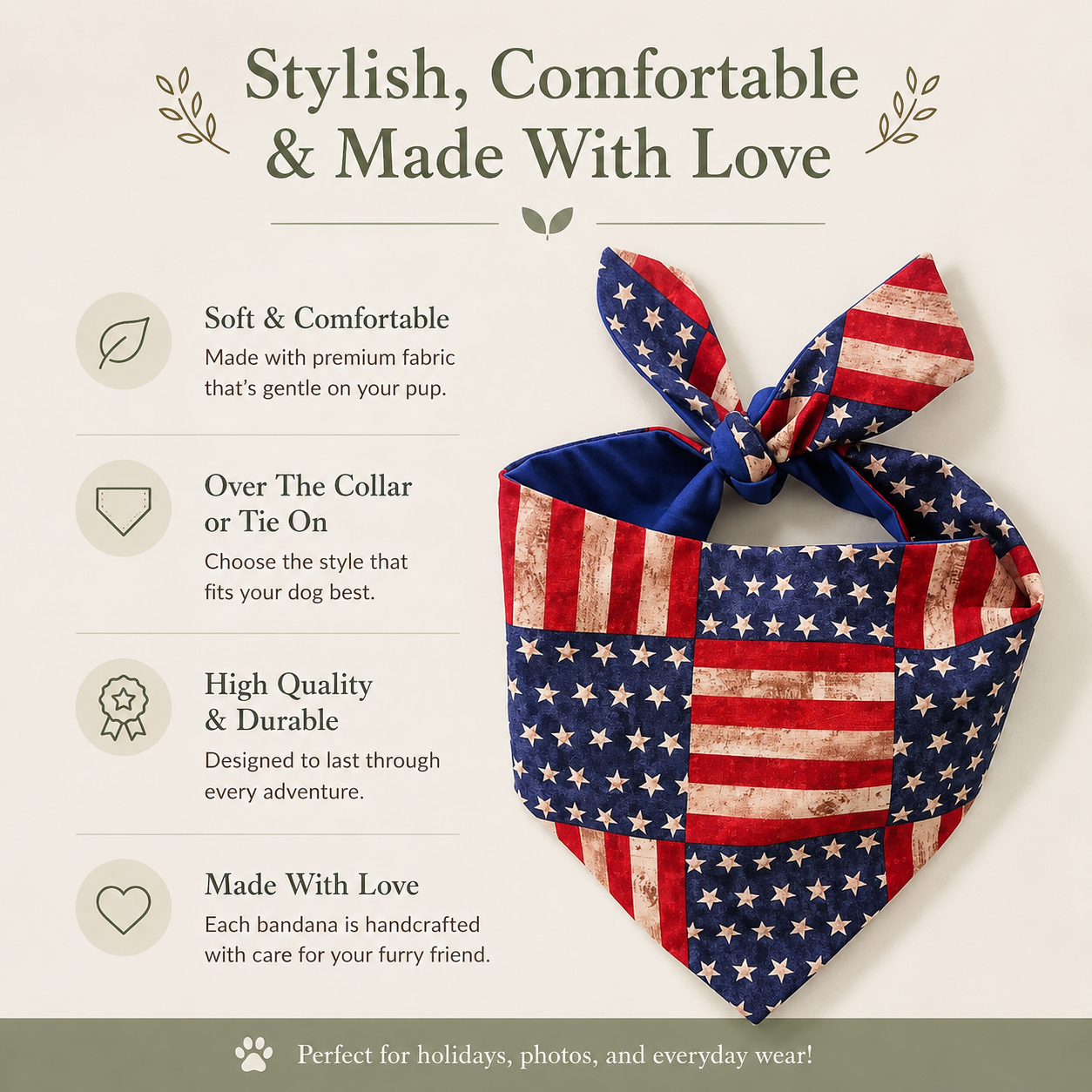 Americana Patchwork Dog Bandana