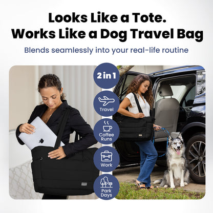 Adventure Ready Dog Tote by Rubyloo | Quilted Pet Travel Organizer