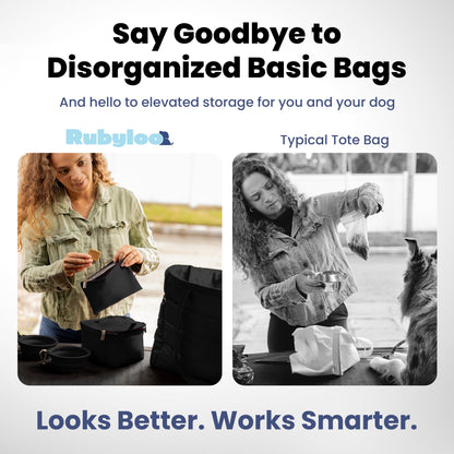 Adventure Ready Dog Tote by Rubyloo | Quilted Pet Travel Organizer