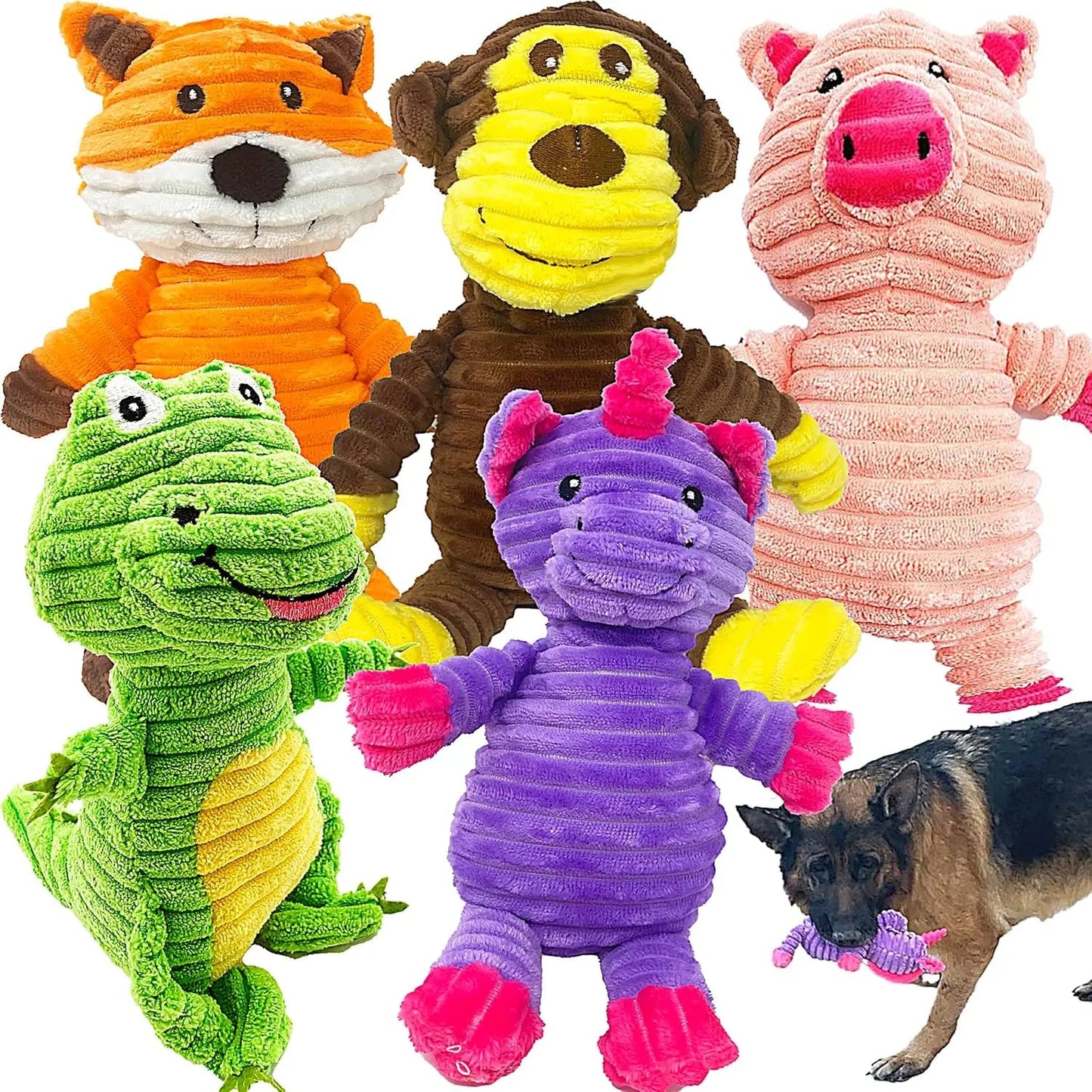 Corduroy Critters Squeaky Dog Toy Set (5-Pack)