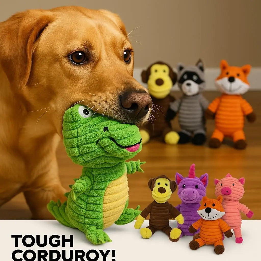 Corduroy Critters Squeaky Dog Toy Set (5-Pack)